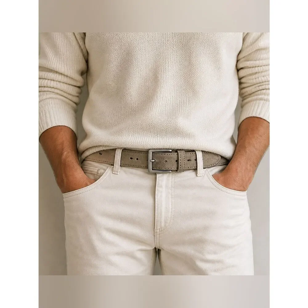 Daniel Cremieux Designer Collection Suede Leather Belt Size L Gray Brown